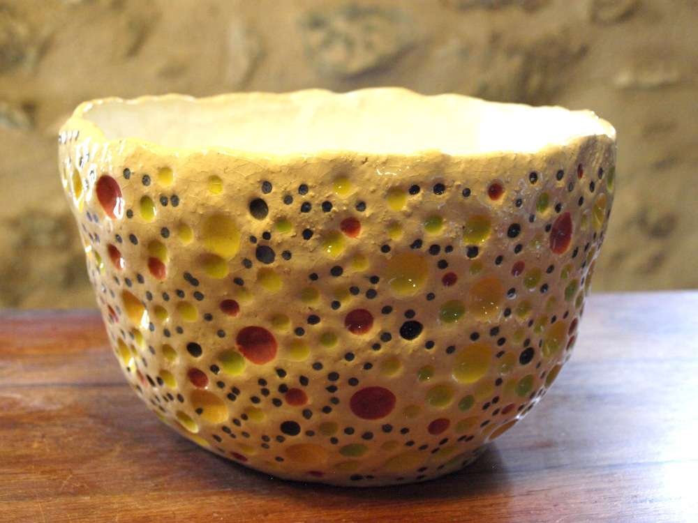 Bol couleurs sphères - Des cratères colorés sur grand bol - "Dots"