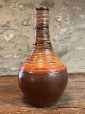 Vase - rouge orange grès - "DROP!" décoré n°12