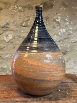 Vase - orange gris faïence - "DROP!" mélangé n°17