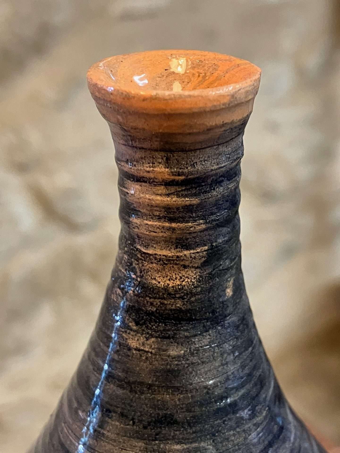 Vase - orange gris faïence - "DROP!" mélangé n°17 – Image 4