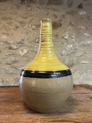 Vase - beige noire marron grès - "DROP!" décoré n°3