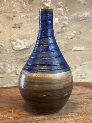 Vase - beige bleu grès - "DROP!" décoré n°4