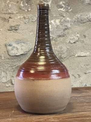 Vase - beige rouge grès - "DROP!" décoré - n°25
