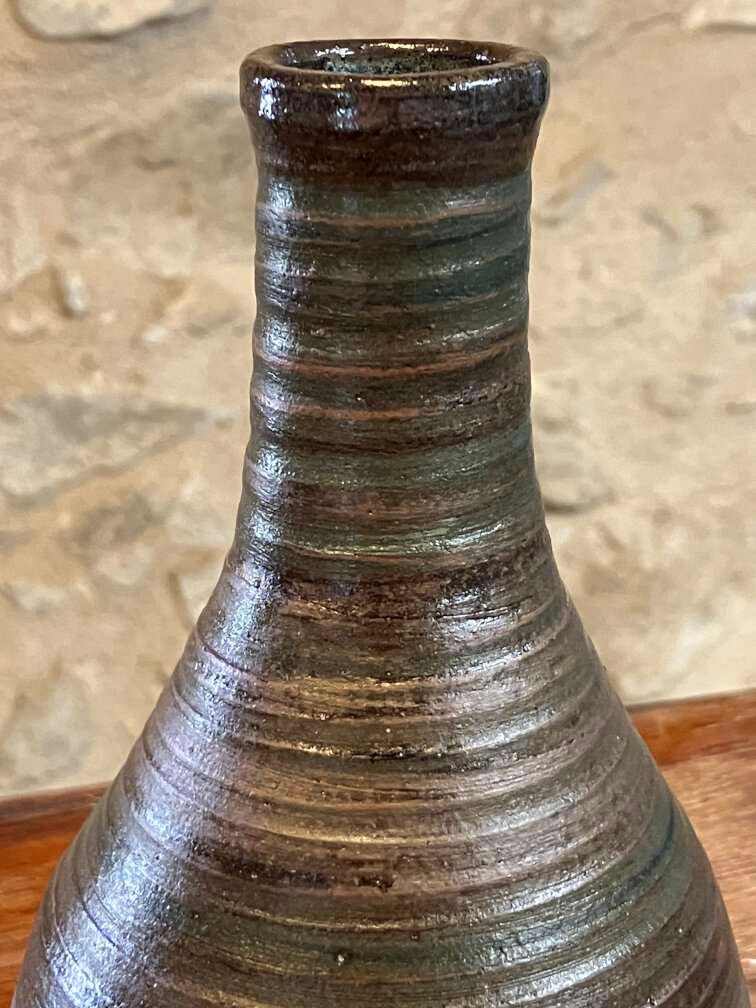 Vase - marron métalique grès - "DROP!" décoré n°7 – Image 3