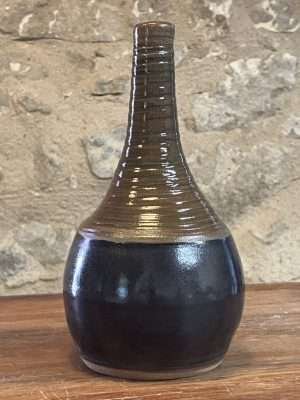 Vase - noire métalique grès - "DROP!" décoré n°8