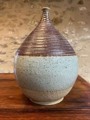 Vase - gris violette bleu - "DROP!" décoré - n°28