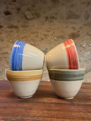Bol large LIGNES, blanc et multiples couleurs