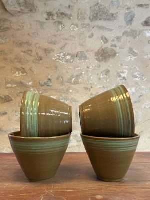 Bol medium LIGNES, beige grès vert