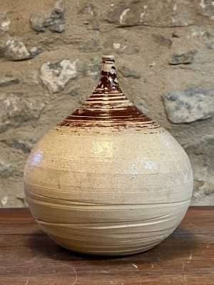 Vase - beige rouge - "DROP!" décoré - n°24