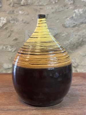 Vase - jaune orange sur noire - "DROP!" décoré n°20