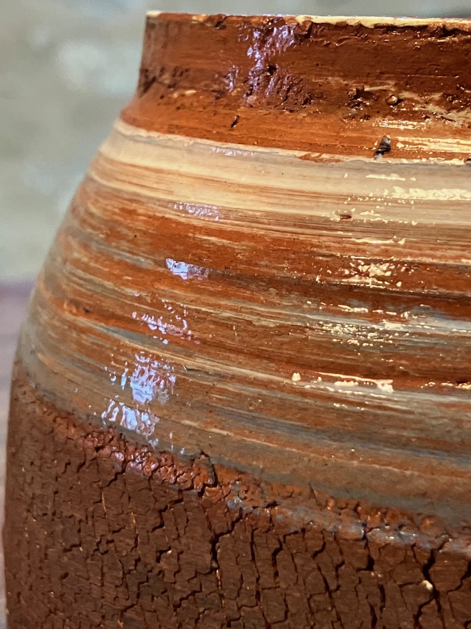 Pot cracquelé décorative - rouge marron bleu blanc – Image 3