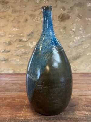 Vase - marron vert bleu - "DROP!" décoré n°41 - La Borne 2026